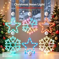 Lampe à ventouse en forme de flocon de neige, étanche IP44, alimentée par batterie, lampe néon pour fenêtre intérieure, décoration murale pour fête de Noël