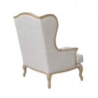 Fauteuil à oreilles HL198 de style français du milieu du siècle, luxueux, antique, sculpté à la main, rembourré en lin, avec housse amovible pour salon