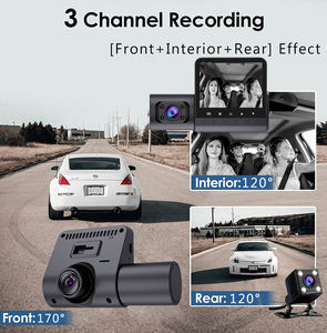 Mini Cámara para Coche, Grabadora de Video, Cámara de Tres Vías, 3 Lentes, M80, Cámara para Vehículo, DVR de 3 Canales, 1080P, DVR Interior - Product Image 2