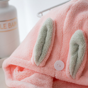 Gorro de Secado de Pelo con Orejas de Conejo Jiemeirui, Color Rosa, 26x65cm, Doble Capa Absorbente, Secado Rápido - Product Image 3