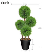Plantes et verdure artificielles Oh Arts, petit arbre en pot vert en plastique, 48 cm, protection UV, bouis artificiel, haie, boule de topiaire, bonsaï