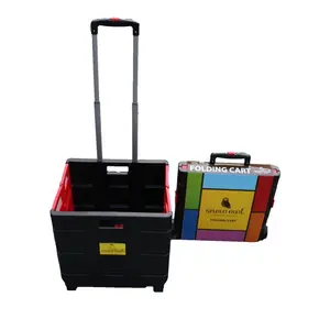 Zware Moving Plastic Smart Dozen Opvouwbare Plastic Winkelen Trolley Opvouwbare Shopping Trolley Smart Winkelwagen Met Handvat