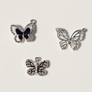 Pendentif papillon en alliage de zinc incrusté de strass pour la fabrication de boucles d'oreilles, composants de bijoux DIY - Product Image 4