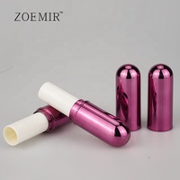 Étui à rouge à lèvres rose brillant en forme de pilule, tube vide en plastique personnalisé pour baume à lèvres, capsule pour rouge à lèvres