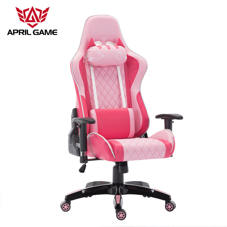 High quality custom Logo ergonomic leather PU 180 degree recliner chair computer game pink