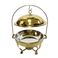 Chauffe-plat professionnel en acier inoxydable doré pour buffet de restaurant, équipement de restauration, présentoir chauffant suspendu