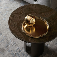 Table basse ronde en marbre, style moderne et luxueux, ensemble de tables à thé pour salon, décoration intérieure, meubles en acier inoxydable