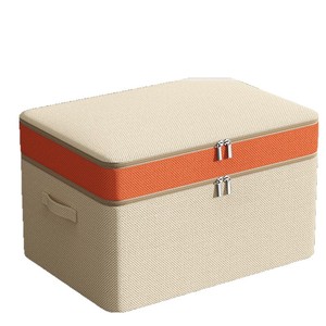 Clothing Organizer <b>Storage</b> <b>Box</b> Rectangle Non-Woven Fabric Double Layer Zipper Large Capacity Bedroom Use - Product Image 1