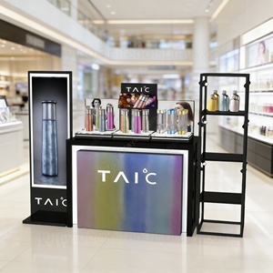 Ensemble de comptoirs d'exposition sur pied en métal pour cosmétiques et soins de la peau, stand pour centre commercial et magasin de détail, vitrine haut de gamme personnalisée - Product Image 1