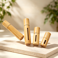 Botol Roller Bambu 3ml 5ml 10ml Isi Ulang, Botol Sampel Parfum Minyak Esensial, Wadah Cairan Kosmetik Perjalanan dengan Bagian Dalam Kaca