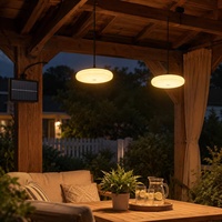 Lámpara Solar Colgante de Doble Cabezal de Alta Luminosidad de 20W con Sensor de Movimiento y Control Remoto para Garaje y Cobertizo