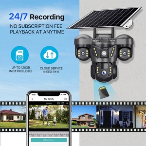 Caméra de sécurité sans fil solaire V380Pro 12MP 3 objectifs 3 PTZ IP66 avec détection de mouvement, suivi automatique, réseau 4G et Wi-Fi - Product Image 3