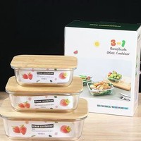 Boîte de conservation alimentaire en verre borosilicate avec couvercle en bambou, écologique, compatible micro-ondes, pour la préparation des repas, idéale pour la cuisine, la maison, les fêtes et la rentrée scolaire