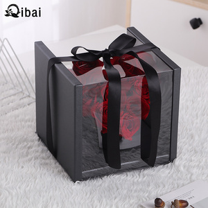 Qibai Nouvelle Boîte à Fleurs Transparente Coréenne avec Poignée, Boîte d'Emballage Florale en PVC avec Fenêtre, Boîte Cadeau pour la Fête des Mères avec Ruban - Product Image 6
