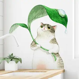 Cartone animato simpatico gatto e coniglio adesivo da parete fai da te decorazione della camera dei bambini carta da parati decorazione della casa adesivo rimovibile in PVC