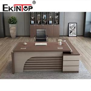 Ekintop en forma de L al por mayor de hierro melamina de madera escritorio de la computadora de oficina con estantería - Product Image 4