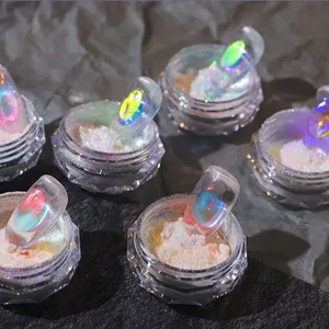 Polvo de Uñas Transparente Efecto Aurora, Polvo Holográfico Neón Arcoíris, Pigmento Multichrome Iridiscente, Efecto Perla - Product Image 6