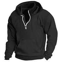 Sweat-shirt à capuche slim et tendance pour homme, motif uni, style décontracté, avec col montant brodé, manteau épais