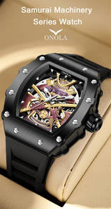 Montres mécaniques automatiques ONOLA 3865 <span class=keywords><strong>pour</strong></span> hommes, étanches, montres de luxe <span class=keywords><strong>pour</strong></span> hommes, bracelet en silicone, <span class=keywords><strong>montre</strong></span> de sport - Product Image 5