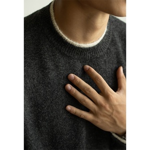 Suéter Casual para Hombre, Estilo Old Money, de <span class=keywords><strong>Dos</strong></span> Piezas con Colores Contrastantes, Hombros Caí<span class=keywords><strong>dos</strong></span>, Cuello Chino, Transpirable y Cálido - Product Image 4
