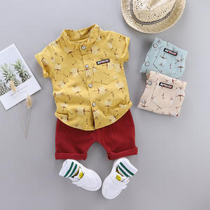 Divertente Set di due pezzi con stampa a cartoni animati per bambini 1-4 anni nuova collezione estiva camicia Casual a maniche corte e vestiti per bambini - Product Image 2