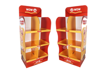Étagère de présentation au sol en carton ondulé pour en-cas personnalisés, pain, biscuits, présentoir en carton, présentoir de vente au détail