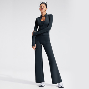 High Quality Women's Quick Dry Sport Yoga <b>Jacket</b> Track Leggings Set Fashionable Gym Fitness <b>Workout</b> Gear Seamless Elastic Waist - Product Image 6