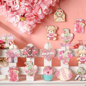 24 pièces, 12 motifs uniques, ornements pour la fête des mères, décorations en bois pour la fête des mères, ornements suspendus pour la fête des mères pour décorer l'<span class=keywords><strong>arbre</strong></span> - Product Image 2