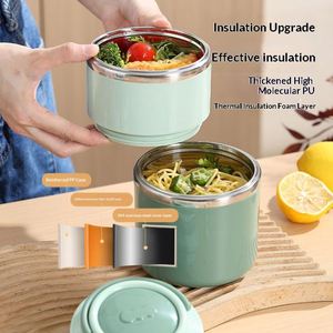 Office Workers & Outdoor Use Portable 304 Stainless Steel <b>Large</b> Capacity Multi-Layer Insulated Lunch <b>Box</b> With Handle - Product Image 3