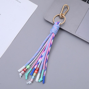 Accesorios para Bolsos de Nuevo Estilo, Llavero de Paracord Trenzado con Cuentas de Letras y Borla, Adorno para Teléfono Móvil - Product Image 3