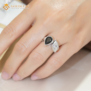 Goldleaf <b>925</b> <b>Silver</b> 3 Carat D VVS1 Marquise Pear Shape Moissanite Combination Fashion <b>Ring</b>, for Gifting, Memorial, Daily Wear - Product Image 4