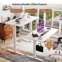 Bureau debout électrique ergonomique moderne et confortable à double moteur, en acier, blanc, réglable en hauteur automatiquement, table d'ordinateur en métal
