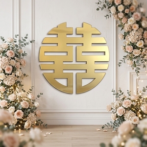 <span class=keywords><strong>Letras</strong></span> Acrílicas Doradas de Doble Felicidad para Decoración de Bodas, Letrero de Acrílico <span class=keywords><strong>con</strong></span> <span class=keywords><strong>Letras</strong></span> Cortadas <span class=keywords><strong>con</strong></span> Láser, Letrero de Doble Felicidad - Product Image 2