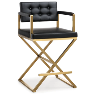 Jason Counter  Stainless steel , upholstered Durable High Bar <b>Stool</b> for Home Bar & <b>Dining</b> Room White/Gold ,Black/Gold Color - Product Image 5