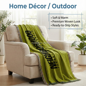 Manta Decorativa Jacquard de NEIGHBORHOOD, Diseño Geométrico Minimalista con Logotipo Tipográfico, Flecos, <span class=keywords><strong>Tapiz</strong></span> para Sofá, Cama, Decoración de Avión - Product Image 2