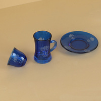 Ensemble de tasses à thé/café en verre style palmier du Moyen-Orient 90 ml, marque GLASS CITY, couleur et emballage personnalisés, vente en gros