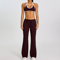 Ensemble 2 pièces pour femme : Crop top dos croisé et Legging taille haute effet ventre plat et froncé aux fesses, avec logo personnalisé, pour yoga et entraînement, OEM