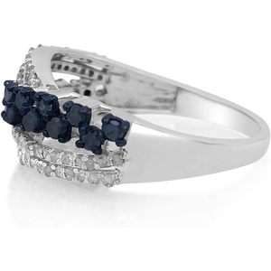 Ornaatis Diamond <b>Ring</b> 0.87 Cttw Round Cut White Blue Swirl Engagement Wedding Band For Women <b>925</b> Sterling <b>Silver</b> - Product Image 3