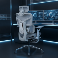 Chaise de bureau ergonomique en maille avec accoudoirs réglables, appui-tête et coussin lombaire souple – Idéale pour les salles de réunion, les conférences et les postes de travail des cadres supérieurs