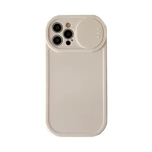 Geili casing ponsel silikon lembut, casing ponsel silikon lembut berwarna kartun, perlindungan tinggi lengkap dengan lensa jendela geser untuk Iphone 14 13 12 11