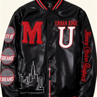 Blouson Bomber Nouveau Tendance pour Homme avec Logo Personnalisé, Veste Varsity Y2K en Cuir Épissée, Broderie Lettres Hip-Hop, Style Baseball