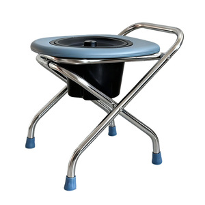 <b>Portable</b> Toilet <b>Stool</b> With Bucket Aluminum Alloy Foldable Commode Chair For Seniors Home Use - Product Image 1