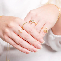Bijoux fantaisie Milskye, bijoux mignons, plaqués or 18 carats, argent 925, anneaux circulaires en diamant pour femmes