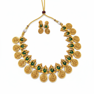 ชุดสร้อยคอพร้อมจี้และสร้อยจี้สีเขียว SFNECK74ชุบทอง - Product Image 2