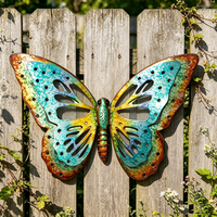 Nouvelle décoration murale en métal créative faite à la main en forme de papillon pour la cour, le patio et la maison