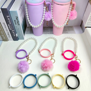 Correa de mano para botella de agua con cadena de perlas, compatible con vasos Stanley, cordón para vaso, cadena para vaso frío, anillo para asa de vaso - Product Image 1