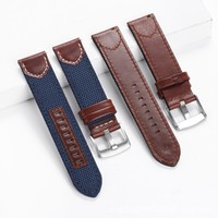 Meistverkauftes Schnellverschluss-Uhrenarmband aus Segeltuch und Leder, 20/22/24mm mit Edelstahl-Dornschließe, Canvas-Uhrenarmbänder