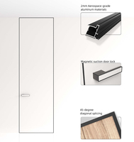 Porte dissimulée en alliage d'aluminium finition bois minimaliste, insonorisation intérieure, chambre à coucher, mur TV, salon, villa
