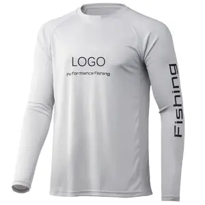 Camisas de manga longa em branco personalizadas por atacado 100% poliéster proteção UV de secagem rápida camisas de pesca leves unissex