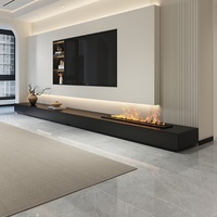 Mueble de TV Moderno y Minimalista Santopova con Luz LED y Chimenea, Centro de Entretenimiento de Lujo para Sala de Estar